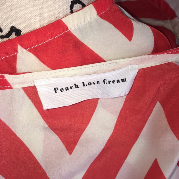 Peach Love Chevron Dress Orange & Cream White - Picture 5 of 6